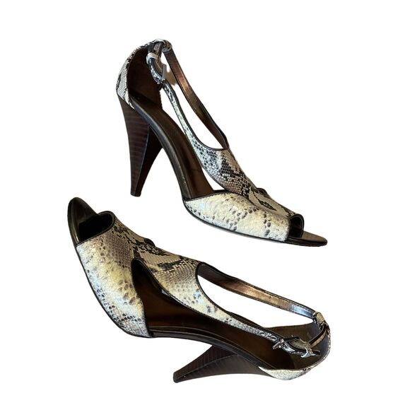 Ann Taylor Julia Python T-Strap Heels 8.5 Cream - Picture 8 of 13